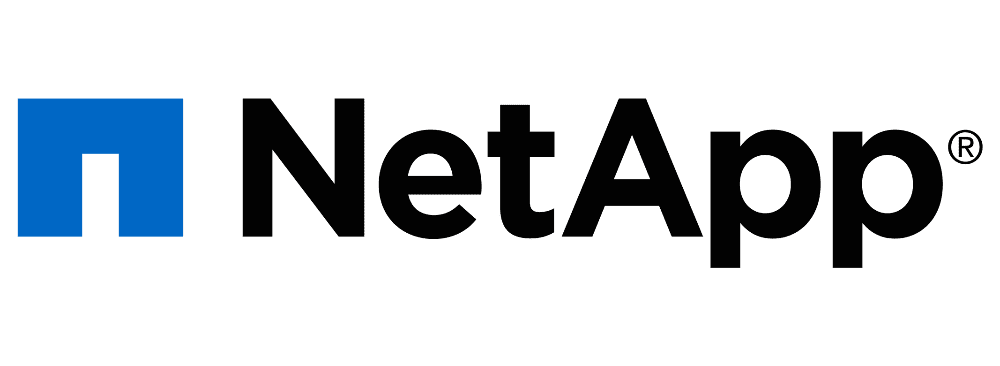 NetApp logo with blue and black design.