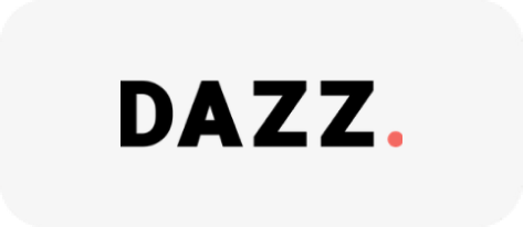 A black and white image of the dazz logo.