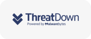 ThreatDown logo powered by Malwarebytes